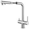 Zeffrary Rubinetto Cucina 3 Vie,rubinetto miscelatore girevole a 360°,Miscelatore per Lavello Con Beccuccio Flessibile, Rubinetto per Lavello Da Cucina per Acqua Fredda e Calda e Filtr