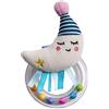 Taf Toys Mini Moon Newborn Baby Rattle. Soft Plush Toddler Sensory Ring Rattle with Ribbons. Easy to Grab. Colourful Beads. Suitable for Boys & Girls from Birth