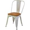 VACCHETTI WEB Sedia ferro new bristol bianco antico seduta legno cm43x43h45/84