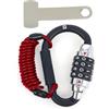 KRASER KR723B Lucchetto Casco Moto, Moschettone con 4 (altri 3) Codice Più Sicuro + Cavo Flessibile in Acciaio + Adattatore a T, Accessori Antifurto Blocca Gancio Casco Moto Bici Bagagli Multiuso