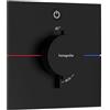 hansgrohe ShowerSelect Comfort E - Miscelatore termostatico incasso, Rubinetto termostatico con blocco di sicurezza (SafetyStop) a 40° C, Termostato quadrato, 1 utenza, nero opaco