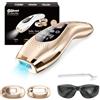 Slikwave Epilatore Luce Pulsata 9 Livelli Con 6 Accessori, Epilatore Laser Peli Donna/Uomo Con Modalità Manuale E Automatica, Sensore Di Contatto, Funzione Ice Cool per,Oro