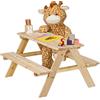 Relaxdays Tavolino da Bambini con Panche per Esterno, Tavolo da Picnic Giardino, 4 Posti, 51x90x78 cm, Legno, Naturale