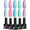 LXYNALI Smalto gel unghie uv, set di 5 colori kit semipermanente unghie, per lampada UV Soak-Off UV/LED, per salone di bellezza fai da te a casa, 7 ml