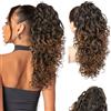 Flufymooz Extension a coda di cavallo al 100% con proteine pure, 45,7 cm, extension per capelli ricci a coda di cavallo con clip a pinza, capelli naturali e morbidi, da donna, colore marrone mandorla