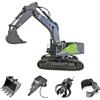 Brickaro Escavatore ingegneristico RC per adulti, scala 1/14 22CH 2.4G 4 in 1 multifunzionale in lega RC modello di auto ingegneria con frantoio/presa per tronchi/escavatore 3 modalità, per gli