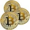 Krisler 3PCS Medaglia Fisica Bitcoin placcata con Oro Reale 24 carati Moneta virtuale Regalo da Collezione BTC Moneta Collezione d'Arte Fisica (Dorata)