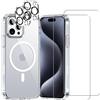 EVETANE Cover iPhone 15 Pro Max e 2 schermi di protezione - TPU - Trasparente - refurbished
