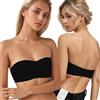 XFSRG Reggiseno Senza Spalline Donna Push Up Invisibile a Fascia Bralette Senza Ferretto Confortevole Bra Strapless Stretch Brassiere Tops（Nero 32/70AB）