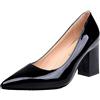 EXECAB Décolleté da Donna in Pelle Verniciata con Tacco Quadrato da 7,5 cm Scarpe Classiche Décolleté con Punta a Punta Party Plus Size,Wine Red,40 EU