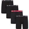 Champion Men's Boxer Briefs Pack, Performance, Moisture-Wicking, Odor Control, 4-Pack, Long Leg-Black-4 Pack