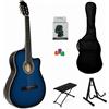 Chitarra Classica Elettrificata 4/4 Blue Kit Tuner Borsa Supporto Poggiapiede