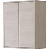 Inbagno Pensile sospeso Lavanderia Bagno Multiuso, L. 60 x P. 30 x H. 72 cm, 2 Ante con Apertura Push, Linea Way (Rovere Chiaro)