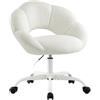 SUPPNEED Home-Office Chair, sedia girevole da ufficio, regolabile in altezza, a forma di fiore, Teddy Desk Chair, sedia da trucco con ruote per camera da letto (beige, peluche di orsacchiotto)