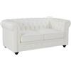 Vente-unique - Divano fisso 2 posti Chesterfield - pelle - bianco