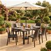 MIlani Home CALIGOLA - set tavolo in resina effetto rattan cm 150 x 90 x 74 h con 6 sedie Alma