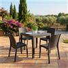 MIlani Home CALIGOLA - set tavolo in resina effetto rattan cm 80 x 80 x 74 h con 4 sedie Alma