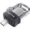 SanDisk Ultra Dual m3.0 unità flash USB 64 GB USB Type-A / Micro-USB 3.2 Gen 1 (3.1 Gen 1) Nero, Argento, Trasparente