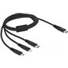 DeLOCK Cavo di ricarica USB 3 in 1 USB Type-C a Lightning / Micro USB / USB Type-C da 1 m