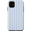 Classic Casely Stripes Pastel Colors Custodia per iPhone 11 Elegante Motivo Verticale Linee Autunno Azzurro e Grigio