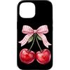 Cherry Aesthetic Summer Fruit Lover Red Custodia per iPhone 15 Rosa Fiocco Ciliegia Acquarello Rosso Estetica Ciliegie Estate