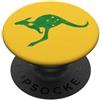 AUSTRALIA AUSSIE KANGAROO FLAG GREEN YEL Bandiera australiana kanguro australiana rotonda sportiva militare PopSockets PopGrip Adesivo