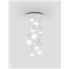 Vistosi OTO SOSPENSIONE R55 BIANCO RIGADIN ACCIAIO SPECCHIATO 9 LUCI ATTACCO G9
