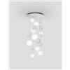 Vistosi OTO SOSPENSIONE R55 BIANCO RIGADIN NICKEL SATINATO 9 LUCI ATTACCO G9