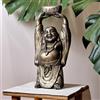 FABRIQ Buddha felice 41 cm - oro/grigio - resistente alle intemperie - Feng Shui Buddha Figura per giardino e interni