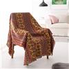 LumiSyne Coperte Double-Face Plaid In Cotone Intrecciato Con Nappina Motivo Geometrica Bohemien Stile Etnico Vintage Decorativo Coperta Da Tiro Per Letto Divano Campeggio Arazzo Tovaglia Tappeto
