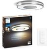 Philips Hue White Ambiance Plafoniera Smart Being, Luce Bianca da Calda a Fredda, 32W, Cromato, Telecomando Dimmer Switch Incluso