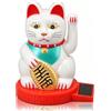 Cyrank Gatto Fortunato Che Agita Il Braccio, Gatto Che Agita Ad Energia Solare Maneki Neko Giapponese Gatto della Fortuna Solare con La Mano Che Agita La Zampa in su Per Il Feng Shui Benvenuto(Bianco)