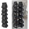 YALiya Organizer per Scarpe da Appendere, Con 24 Tasche Profonde, Portascarpe Salvaspazio, 2 con Gancio, Organizer da Appendere alla Porta per Campeggio, Armadietto, Dormitorio e Camper, Nero