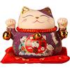 Tyenaza Salvadanaio Per Gatti Portafortuna, Maneki Neko in Ceramica da 4,5 Pollici Gatto Fortunato Carino Porta Fortuna Buon Augurio Gatto di Fortuna Vaso di Risparmio Decorazione(gatto viola)