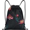 Generic Pink Flower Zaino da Palestra Coulisse Regolabili Borsa Sportiva Moda Borsa da Palestra Sportiva per Viaggio Uomo Sport 39X46Cm