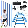 Zinueen Set di accessori per allenamento da calcio, 6 aste per slalom, scala di coordinazione, 6 m, 12 cappelli, corda per saltare e paracadute per allenamento di coordinazione