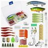 Artomnivera Set di 98 esche da pesca con scatola per esche, esche artificiali in gomma, Wobbler, Spinner, indicatori, teste jig, popper, set di accessori da pesca per luccio, luccioperca, trota, pesce