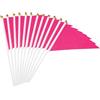 PATIKIL 12Pezzi 8x3 Pollici Mini Bandierine Su Bastoncino Rosso Rosa | Per DIY Graffiti Compleanno Carnevale Celebrazione Sport, Piccole Bandierine Solide Vuote