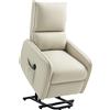 Poltrona Alzapersona Elettrica Reclinabile Con Telecomando E Tasca In Tessuto, Beige