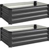 Set Di 2 Letti Per Orto Rialzato Con Fondo Aperto In Acciaio Galvanizzato, 100x60x30cm, Grigio