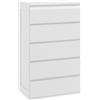 Cassettiera 5 Cassetti In Legno Con Maniglie Scanalate, 60x38x100cm, Bianco