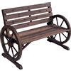 Panchina Da Esterno A 2 Posti , Panchina Da Giardino Stile Country Con Braccioli A Ruota In Legno, 105.5x59x75cm Marrone