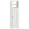 Mobile Porta Carta Igienica In Legno Con Armadietto Con Ripiano Interno Regolabile, 21x20x79 Cm, Bianco
