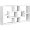Pensile Libreria Da Parete Sospesa 8 Vani In 3 Diverse Dimensioni, Mensola Da Muro Design Antiribaltamento Pannelli Di Truciolare Bianco 85x14.5x47.5