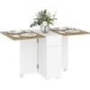 Tavolo Rettangolare Allungabile Con 2 Cassetti E Un Armadietto In Legno, 140x76x74 Cm, Bianco E Color Legno