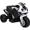 Moto Elettrica Per Bambini Max. 20kg Con Licenza Bmw, Macchina Elettrica Con 3 Ruote, Batteria Ricaricabile 6v, Bianco Nera, 66x37x44cm