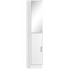 Mobile Colonna Bagno In Legno A 5 Ripiani Con Anta A Specchio Apribile, 32x28x162 Cm, Bianco