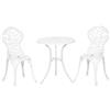 Set Da Giardino 3 Pezzi In Alluminio Bianco, 2 Sedie Da Esterno 45x42x85.5 Cm E Tavolino Rotondo Ø61x66.5 cm