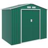 Casetta Da Giardino Porta Utensili In Lamiera Con Porte Scorrevoli, 213x130x185cm, Verde