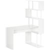 Scrivania Angolare Moderna In Truciolato Per Ufficio E Studio Con Ripiano A 4 Livelli, 120x80x176 Cm, Bianco